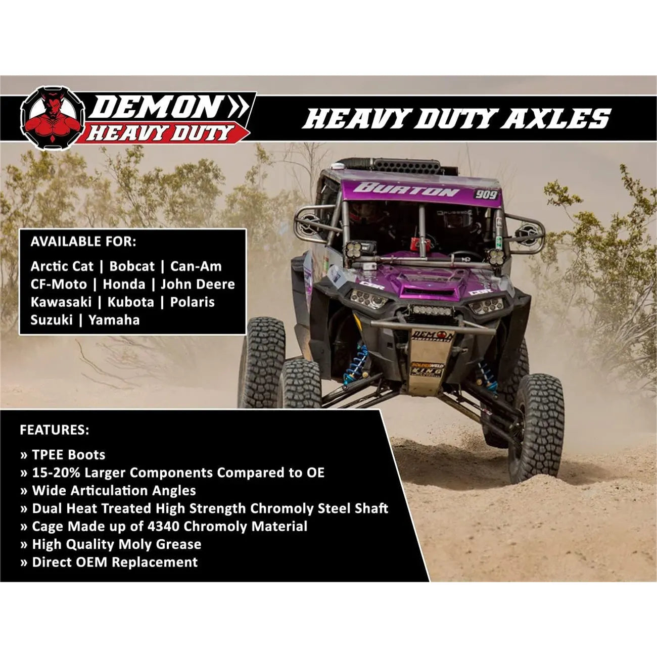 Driveshaft/Axle (Front OR Rear, Left/Right) Demon Heavy Duty for Polaris Scrambler/Sportsman 1000