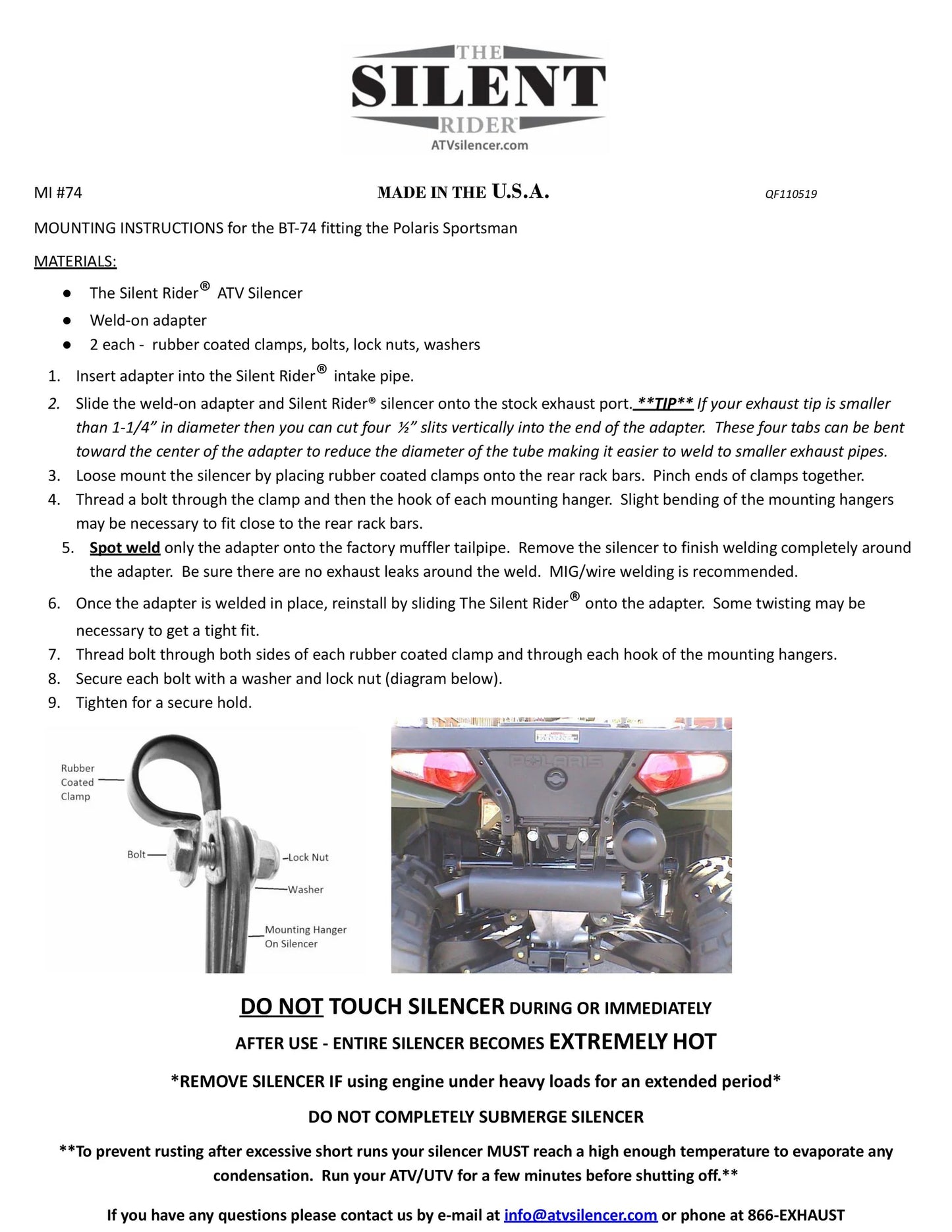 Exhaust - Benz Silent Rider Auxiliary Muffler for Polaris Applications