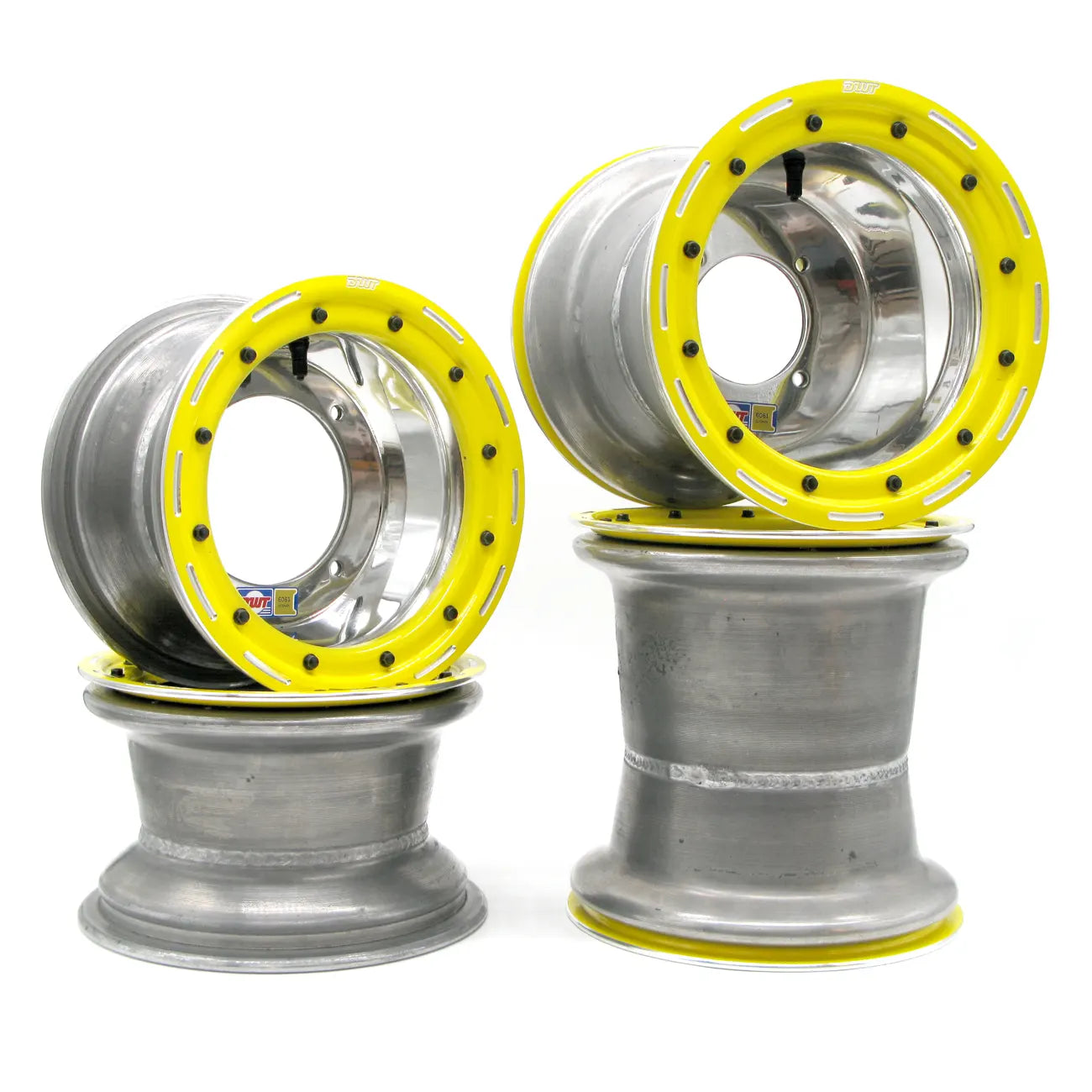 Wheels - Ultimate Yellow Beadlock 10" Set of 4 Polished