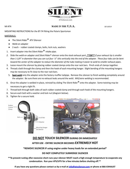 Exhaust - Benz Silent Rider Auxiliary Muffler for Polaris Applications