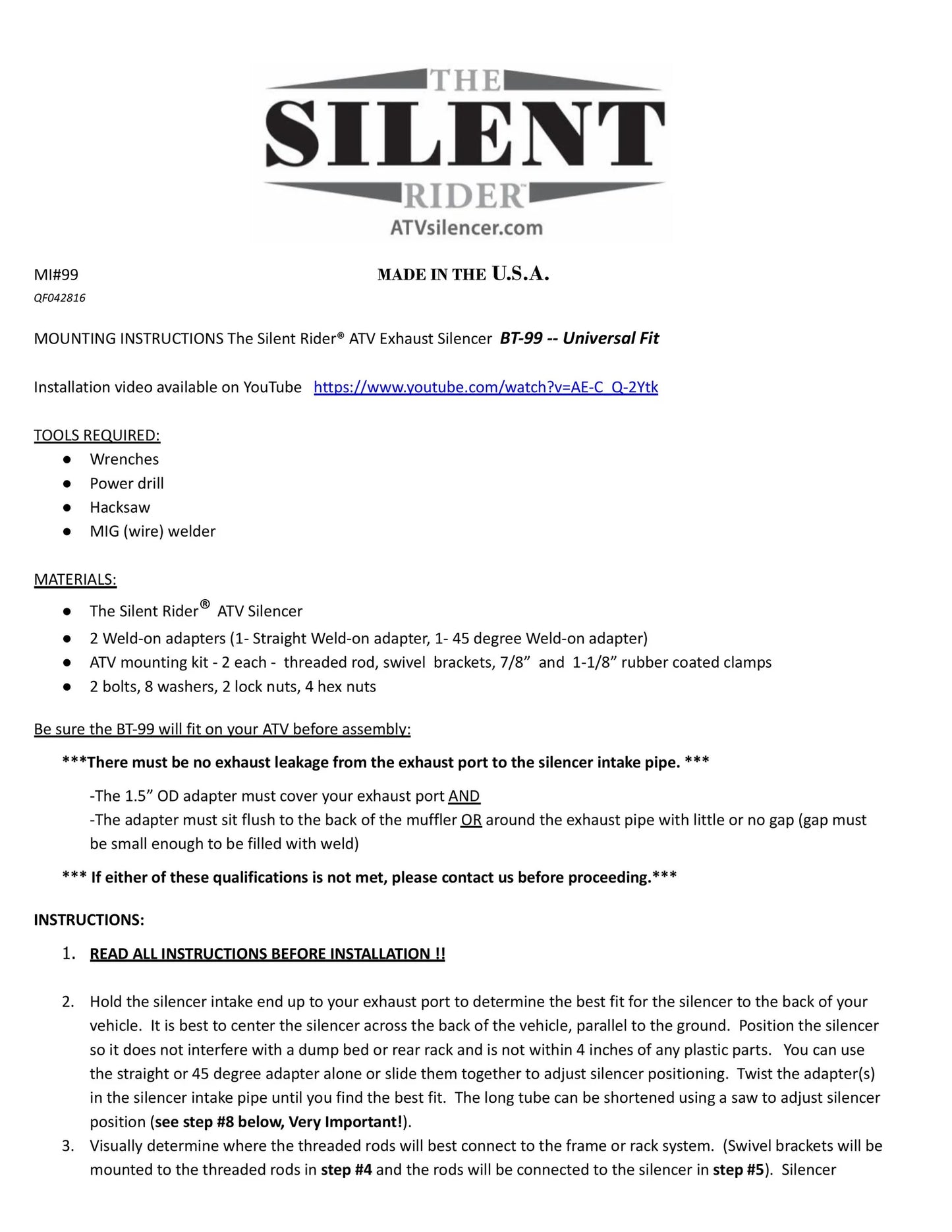 Exhaust - Benz Silent Rider Auxiliary Muffler, Universal Fitment
